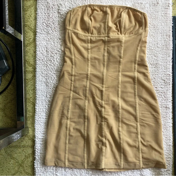 Urban Outfitters MESH CORSET BARI TAN DRESS - Picture 9 of 11